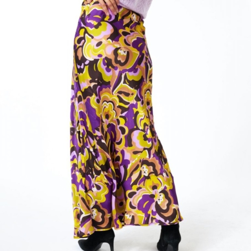 NWT Size 8 ESQUALO Purple and Yellow Maxi Resort Pants